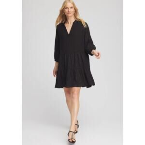 Chico's Black Embroidered Eyelet Popover Cover Up Dress Boho Women's size Large